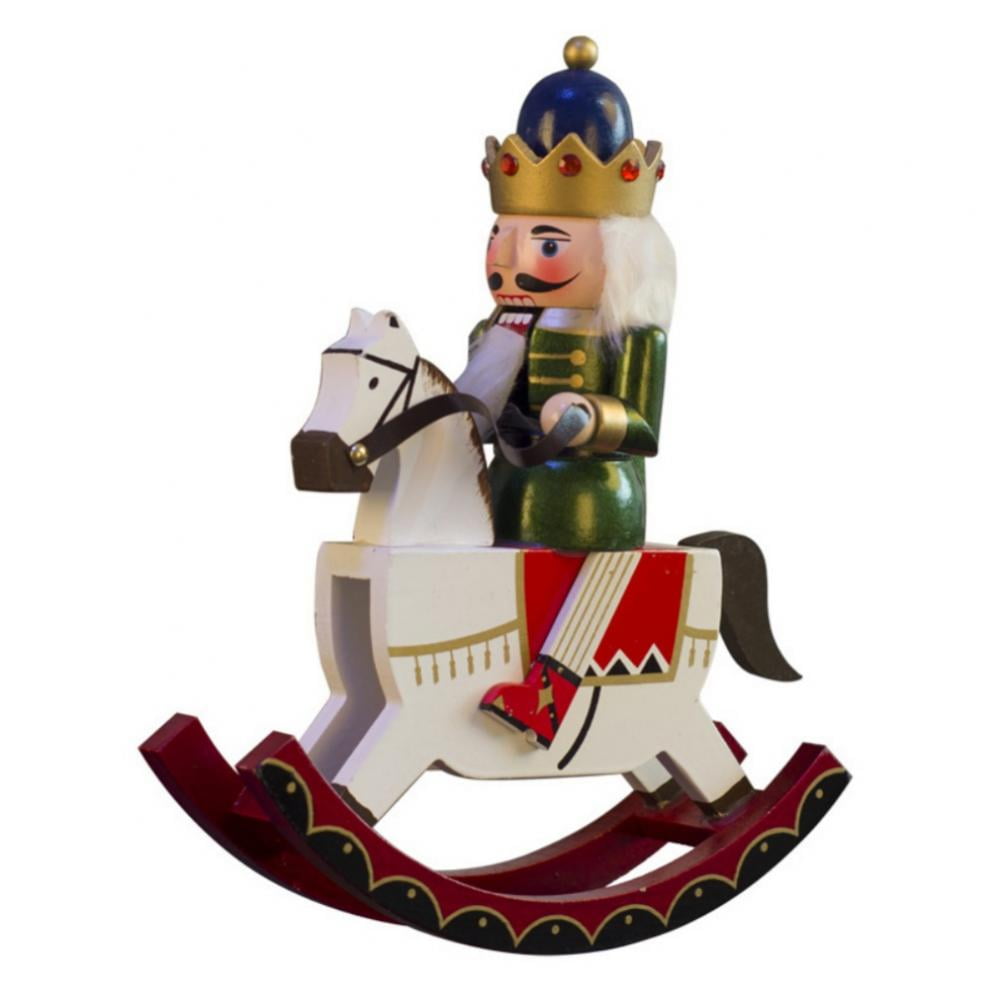 Wooden Rocking Horse Nutcracker 12Inch, Nutcracker Figure on Rocking