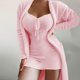 thumbnail image 1 of Puntoco Pijamas De Tres Trajes Informales De Manga Larga con Cintura Elástica Y Encaje Delgado A La Moda para Mujer Puntoco Puntoco-6749, 1 of 6