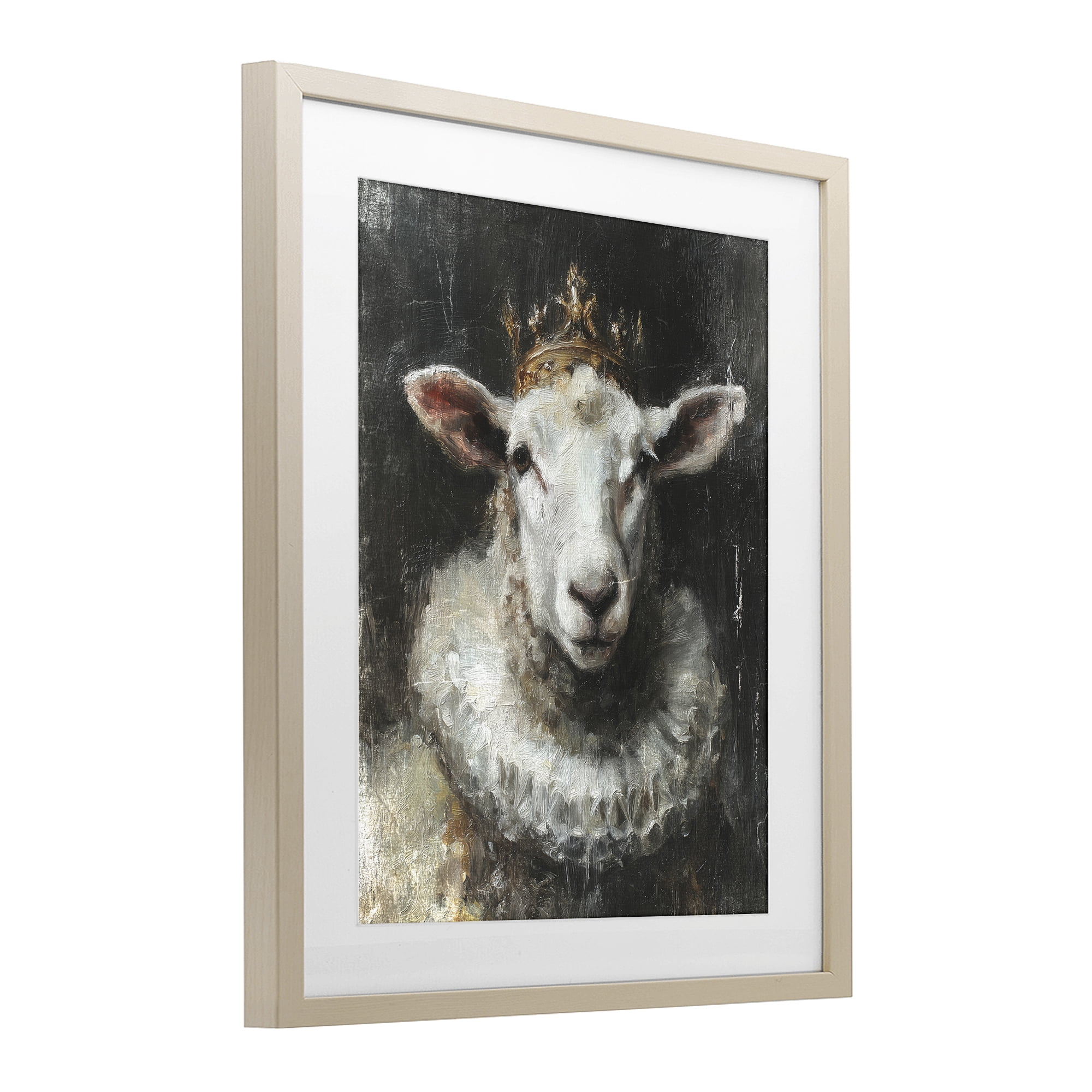 Stupell Industries Crowned Sheep Portrait Birch Framed Print Under Glass, design by Svetlana Aleynikova