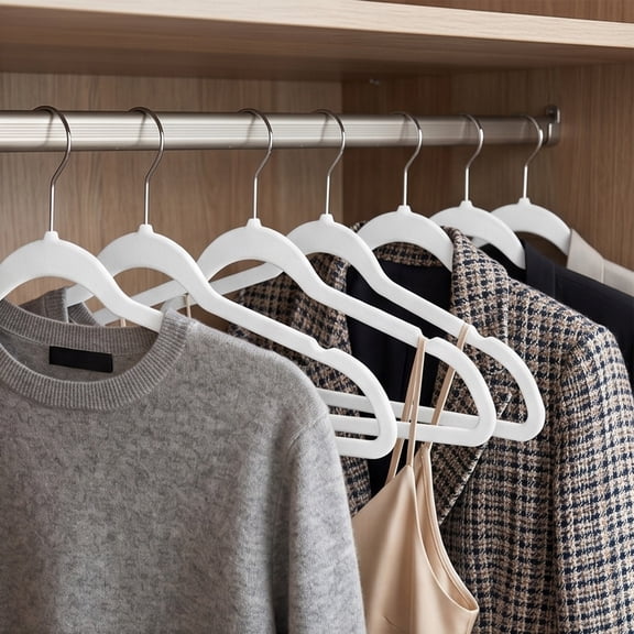 Gumesh Basics Slim Non-Slip Space Saving Suit Clothes Hangers, Closet Organizer,White, 10-Pack