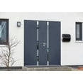 thumbnail image 3 of Front Exterior Prehung Steel Double Doors / Cynex 6777 Grey / Stainless Inserts Single Modern Painted-W72" x H80"-Left-hand Outswing, 3 of 7