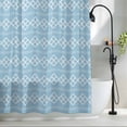 thumbnail image 2 of Light Blue Checkered Shower Curtain, Abstract White Geometric Argyle Stripe Waterproof Shower Curtain Set with 12 Hooks Lightweight Bath Curtains Fabric Bathroom Decor 60x72 Inches, 2 of 9
