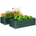 thumbnail image 1 of Outsunny Raised Garden Beds Set of 2, Galvanized Planter Box, Green, 1 of 10
