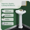 thumbnail image 3 of Portsmouth 22'' Corner Pedestal Bathroom Sink Small White Wash Basin Overflow and 4" Centerset Faucet Holes - Grade A Porcelain Sink Renovators Supply, 3 of 17