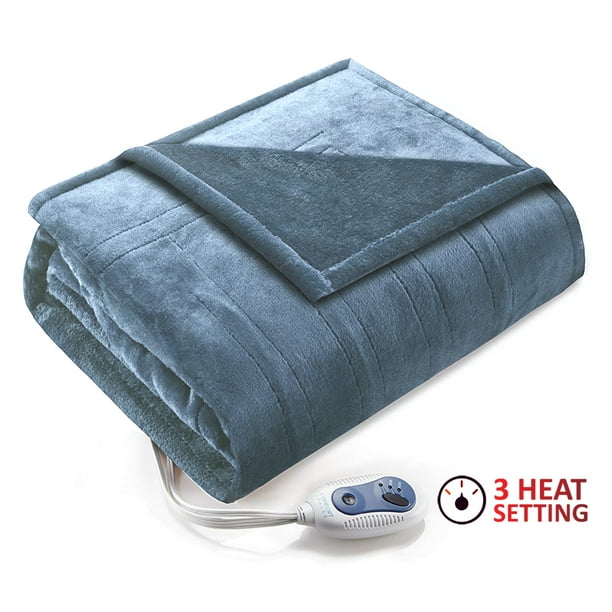Comfort Spaces Allover Plush Heated Snuggle Wrap 50"x64", Blue
