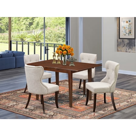 Dining Table Set for 4 - Kitchen Table with 4 Parsons Chairs - Modern Wood Dining Room Furniture