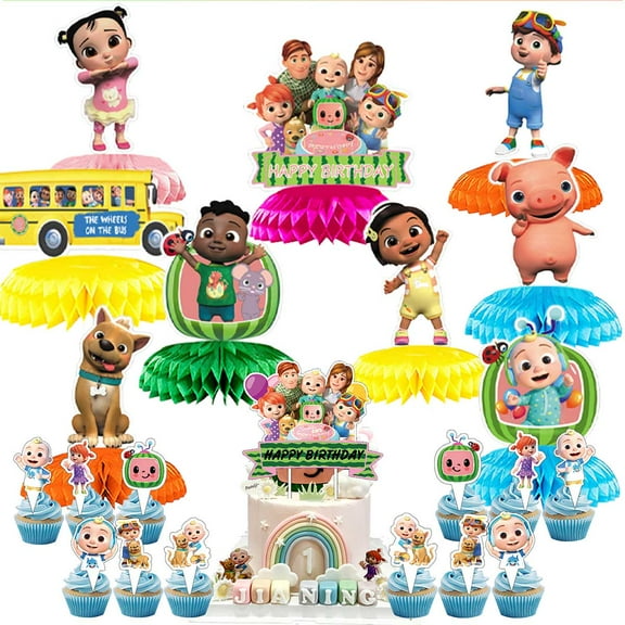 CocoBaby Party Decor Supplies Honeycomb Centerpieces Table Toppers Cake Toppers Decorations for Birthday