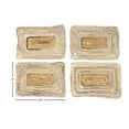 thumbnail image 3 of DecMode Rectangular Striped White & Natural Banana Leaf Wicker Placemats, Set of 4: 20” x 14” Each, 3 of 3