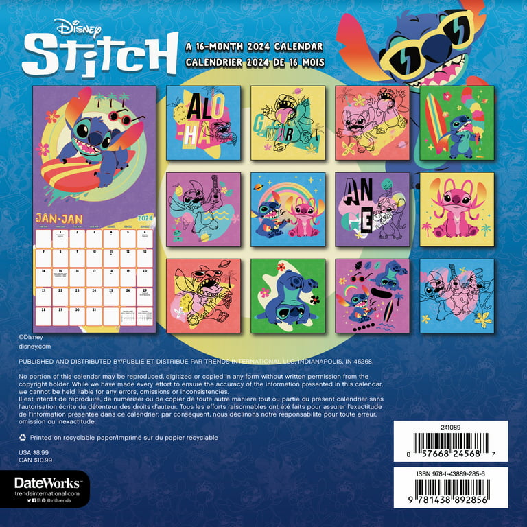 Trends International 2024 Disney Lilo & Stitch Mini Wall Calendar & Push  Pins & Push Pins