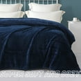 thumbnail image 5 of Exclusivo Mezcla Twin Size Flannel Fleece Blanket, 90"x66" Soft Jacquard Weave Leaves Pattern Velvet Plush Bed Blanket, Navy Blue, 5 of 8