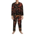 thumbnail image 3 of Fotbe Dark Skull King Throne Pattern Long Sleeve Pajama Set for Men,Sleepwear Set,2-piece Loungewear Set,Soft PJs Comfy Nightwear with Pockets-Small, 3 of 7