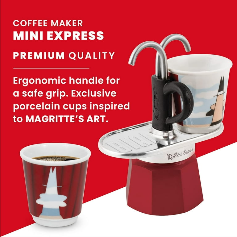 Bialetti Cafetière italienne Mini Express Magrite 2 tasses, Rouge