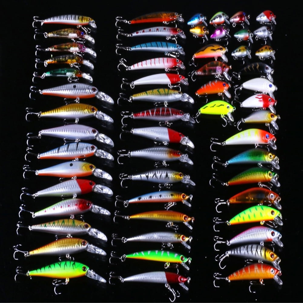 56PCS Fishing Lures Set Mixed Minnow lot lure Bait Crankbait Tackle