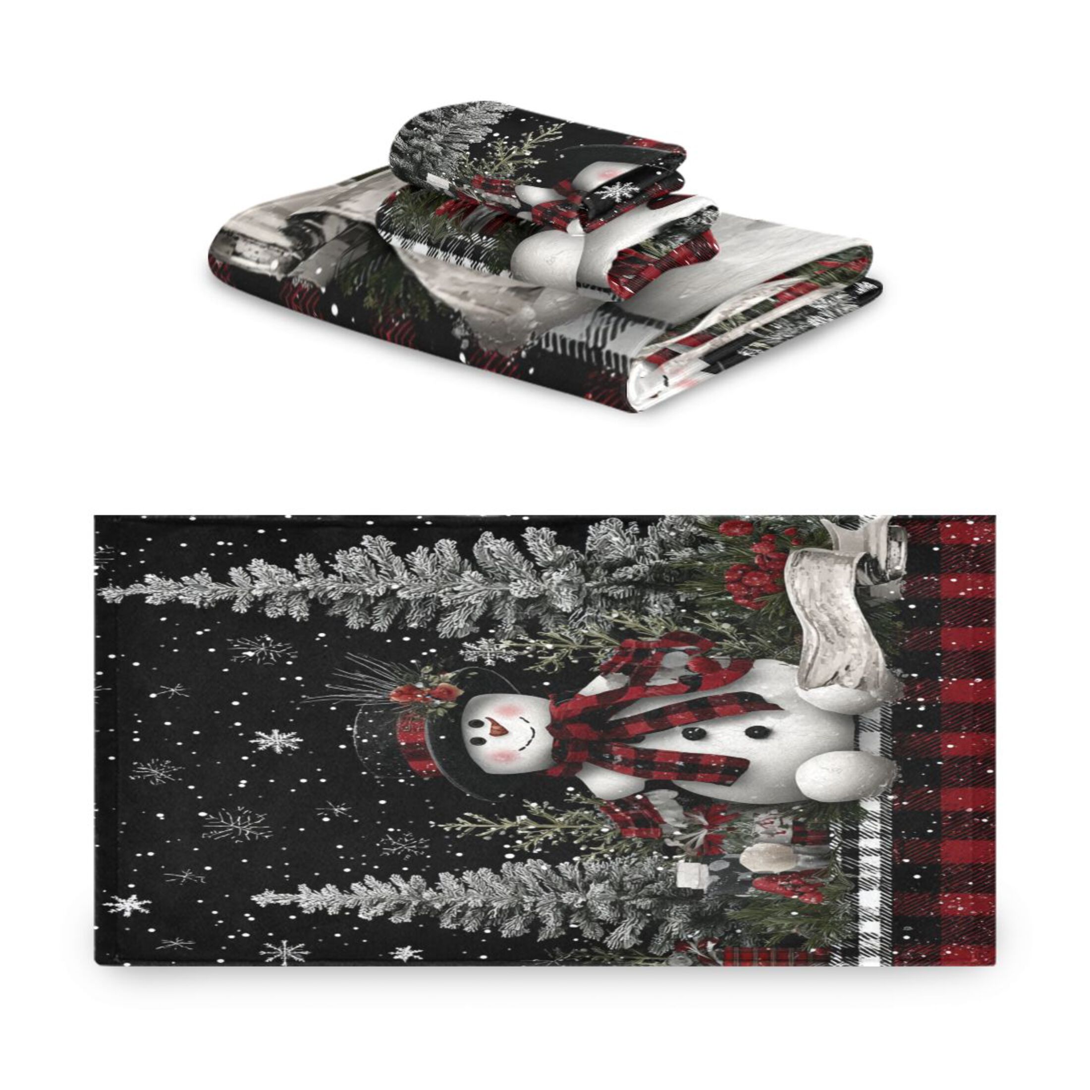3 Piece Bath Towels Set Bath Towel, Hand Towel and Face Towel for Bathroom, Gym, Hotel Christmas Snowman