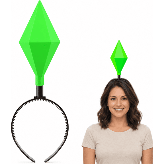 Light-Up Green Diamond Headband, Glowing Floating Gem Halloween Costume Accessory, Cosplay Party Headpiece for Adults