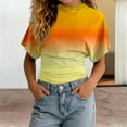 thumbnail image 2 of Girls Tshirts Summer Tops Short Sleeves Solid Color Tees Casual Crew Neck Basic Tees for Kids Yellow 11-12years, 2 of 6