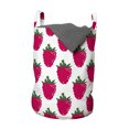 thumbnail image 1 of Fruit Laundry Bag, Repetitive Raspberries Arranged on a Plain Background Organic Foods, Hamper Basket with Handles Drawstring Closure for Laundromats, 13" x 19", Dark Pink Forest Green, by Ambesonne, 1 of 4