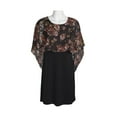 thumbnail image 2 of Glamour Nights Scoop Neck Floral Print Cape Short Sleeve ITY Dress-OLIVE WINE / 8P, 2 of 5