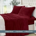 thumbnail image 3 of Elegant Comfort Soft 4-Piece Velvet Plush Flannel Sheet Set - Quality - Cozy Warm, Anti-Static, Non Pilling Fuzzy Velvet Flannel Fleece Deep Pocket Sheet Set - Queen, Burgundy, 3 of 5
