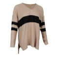 thumbnail image 1 of Suéter Cuello En V Sudadera Capucha Ropa Mujer Top Confortable Blando Casual Mujer Khaki M jinwen Suéter a rayas de mujer, 1 of 8