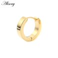 thumbnail image 1 of Alisouy 2 piezas Punk mujeres hombres pequeños Huggie pendientes Color dorado negro azul Acero inoxidable redondo suave círculo aro pendientes joyería Tan Jianjun unisex, 1 of 2