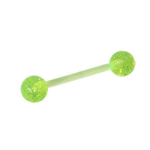 Tongue Ring Bioplast Flex Barbell Shaft with Glitter Ball