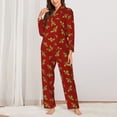 thumbnail image 2 of Pofeuu Hohey Bee Golden Print Womens Pajamas Set Long Sleeve Sleepwear Button Down Nightwear Soft Pj Lounge Sets Button Down Pajamas Women-X-Large, 2 of 7