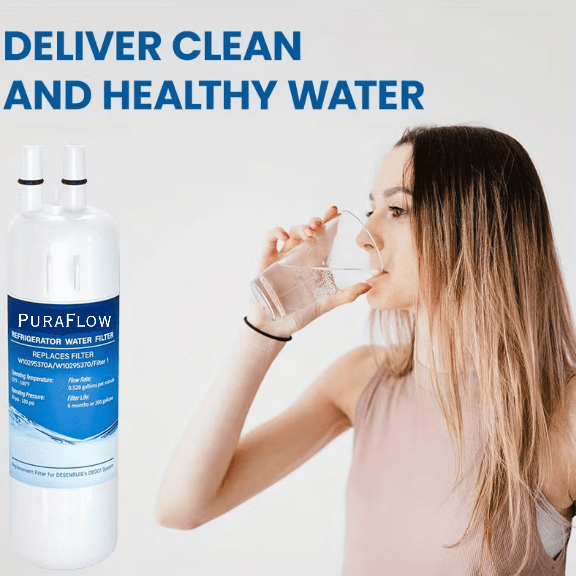 EDR1RXD1 Water Filter 1 Compatible with W10295370A W10295370 EDR1RXD1B 46-9081 46-9930 P5WB2L P8RFWB2L P8WB2L P4RFWB EDRD101G1W, 3-Pack