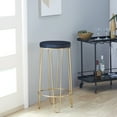 thumbnail image 3 of DecMode 17" x 31" Gold Metal Bar Stool with Black Upholstered Seat, 1-Piece, 3 of 8