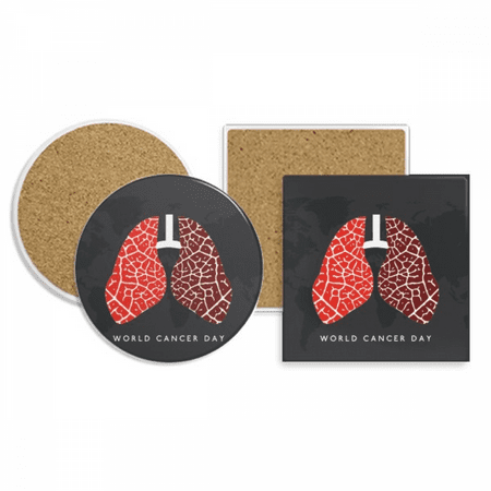 

Logo Lung Pattern World Cancer Day Coaster Cup Mug Holder Absorbent Stone Cork Base Set