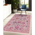 thumbnail image 4 of Vintage Decorative Rug, Folk Floral Motifs Nostalgic Swirls and Shapes in Earthy Tones Art, Quality Carpet for Bedroom Dorm and Living Room, 6 Sizes, Baby Pink, by Ambesonne, 4 of 4