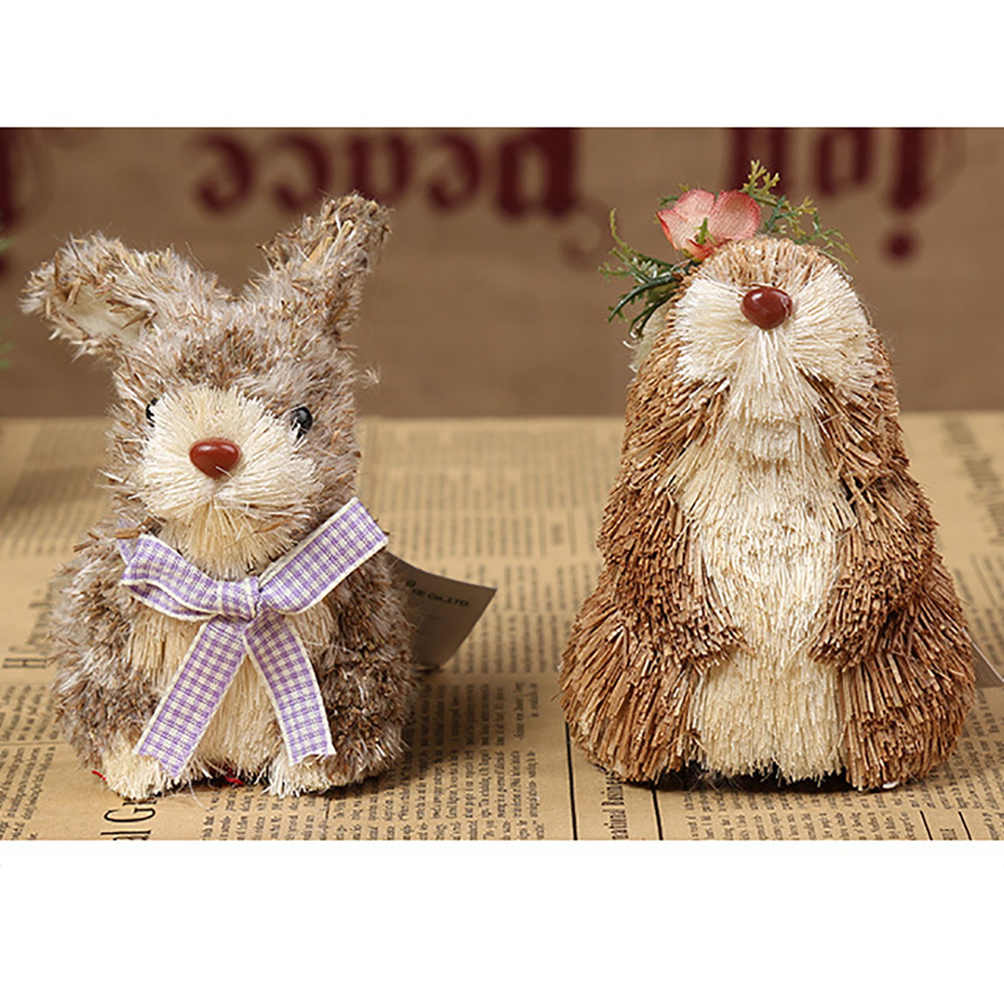 Easter Straw Bunny Cute Rabbit Simulation Bunny Bedroom Decor Hand-Woven  Handicraft Festival Home Ornament