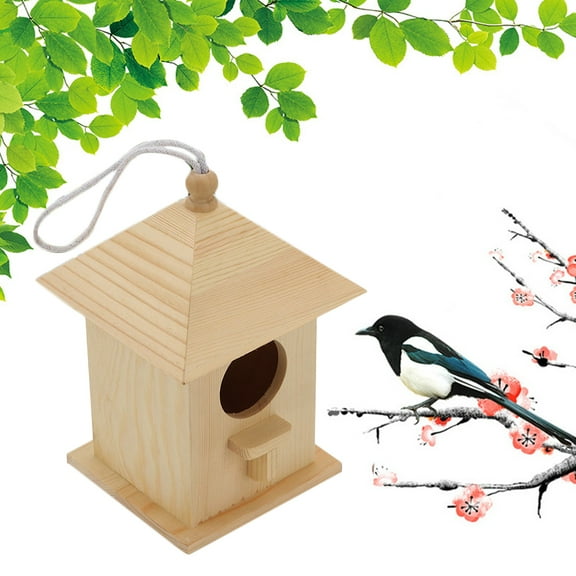 WHAMVOX Beige Plastic Wood Bird House for Small and Medium Birds Easy to Hang Ideal for Garden Decor