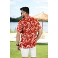 thumbnail image 4 of HAPPY BAY Men's Hawaiian Shirts Short Sleeve Button Down Shirt Men's Tropical Shirts Casual Holiday Summer Party Caribbean Shirts for Men Funny L Red, Beach, 4 of 5