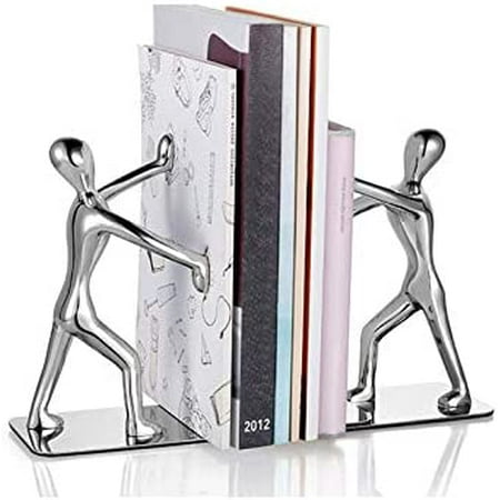Heavy Duty Stainless Steel Man bookends - Nonskid Book Stopper for