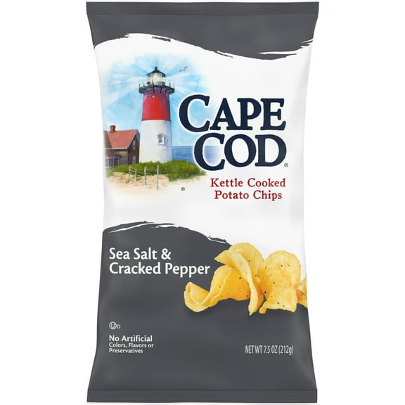 Cape Cod Sea Salt MFF30 & Cracked Pepper Chips, 7.5 Oz Bag