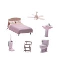thumbnail image 1 of Conjunto muebles a escala 1:64 con diorama lavabo, escenografía realista en miniatura, artículos para el hogar, modelo cama doble en, 1 of 8