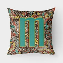 Carolines Treasures CJ2013-MPW1818 Letter M Retro Tribal Alphabet Initial Canvas Fabric Decorative Pillow  18H x18W