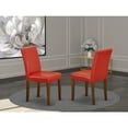 thumbnail image 6 of NOAB5-MAH-72 5Pc Rectangle 42/53.5" Dinette Table With 12 In Leaf And Four Parson Chair With Mahogany Leg And Pu Leather Color Firebrick Red, 6 of 10