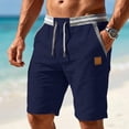 thumbnail image 2 of Quick Dry Cargo Shorts Men's Casual Bermuda Shorts, Fashion Stripe Patchwork Casual Shorts, Knee Length Breathable Sports Shorts with Pockets Dark Blue 3XL, 2 of 5