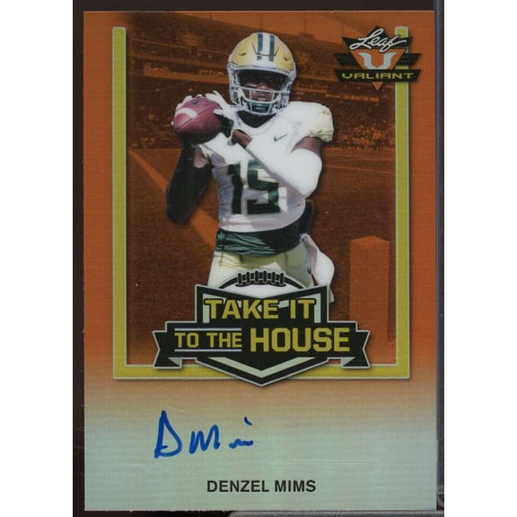 Denzel Mims Rookie Card 2020 Leaf Valiant Take it to the House Orange #THDM1