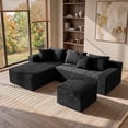 thumbnail image 6 of Garaneeds 95" U-Shaped Sectional Sofa, Boneless Modular Couch for Living Room, Extra Deep Seat with Left-Facing Chaise & Ottoman, Corduroy Upholstery, No Assembly Required, Black, 6 of 10