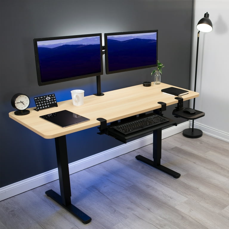 vivo Small Clamp-On Computer Keyboard Under Desk Slider Tray with Rotating Mouse Pad, Black (MOUNT-KB05MS)