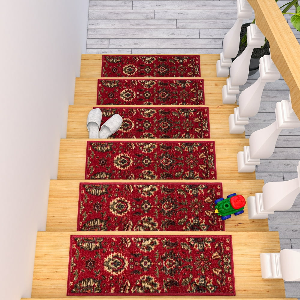 Ottomanson Classics Collection Oriental Design Stair Treads, 8.5" x 26