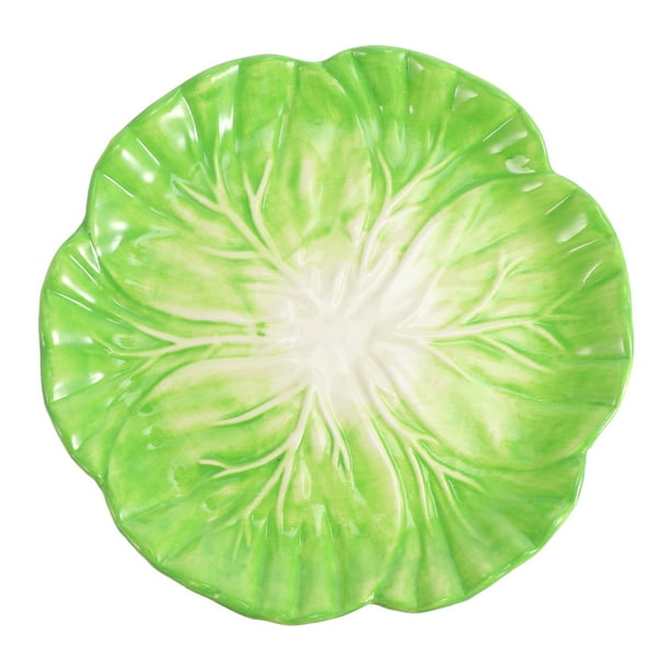 Hemoton Cabbage Plate Fruit Serving Ceramic Green Plates Bowl Dish