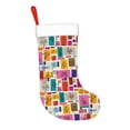 thumbnail image 2 of Yiaed Cute Doodles Print Christmas Stockings, Christmas Stockings Hanging Ornaments, Christmas Stockings for Family Christmas Holiday Decorations, 2 of 7