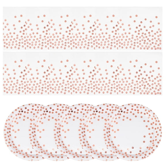 OUNONA 1 Set Stylish Dot Paper Tableware Kit Party Plates And Napkins Paper Party Plates Paper Trays Set Birthday Paper Napkins