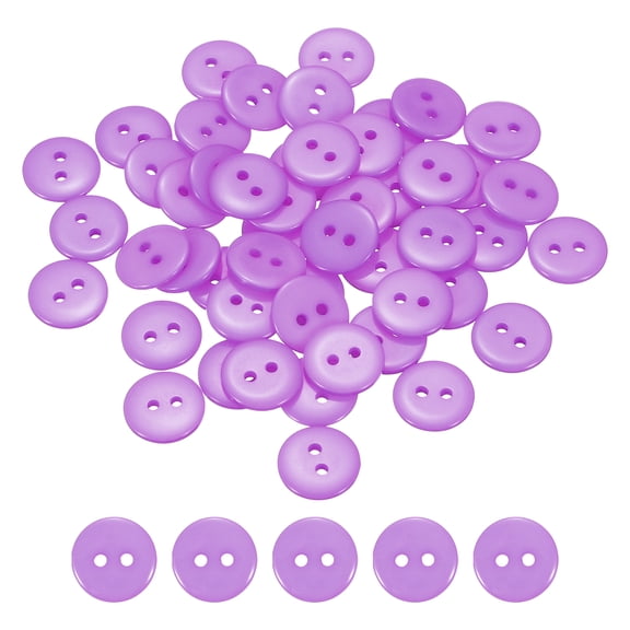 Uxcell 50pcs Resin Sewing Button, 12.5mm (1/2-inch) 2 Holes Round Craft Decorative Buttons for Coat Clothes Holiday Decoration, Light Purple