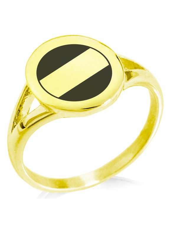 Stainless Steel Nitta Samurai Crest Minimalist Oval Top Polished Statement Signet Ring