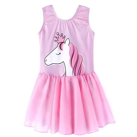 Pink Unicorn 8t 9t girls Skirted Leotards gymnastics Ballet Tutu Dance